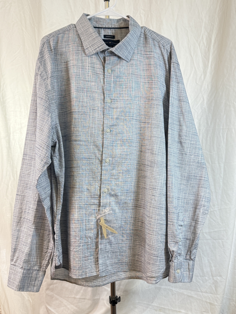 NWT Joseph Abboud Light Blue Plaid Modern Fit Dress Shirt sz XXL